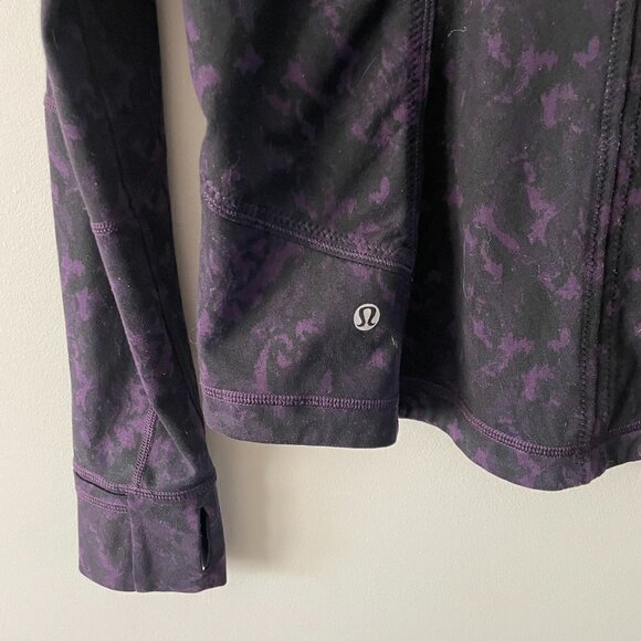 Lululemon Forme Jacket II *Textured Activewear Full Zip Mock Neck Black Purple 8 - Picture 5 of 7
